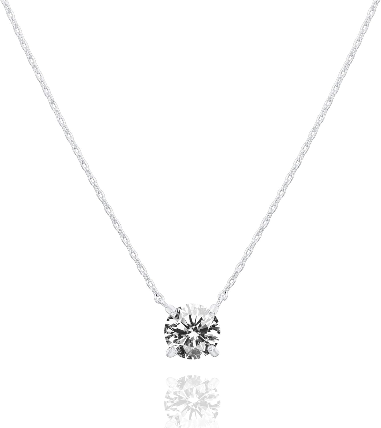 Crystal Solitaire Cubic Zirconia Dainty Choker Necklace