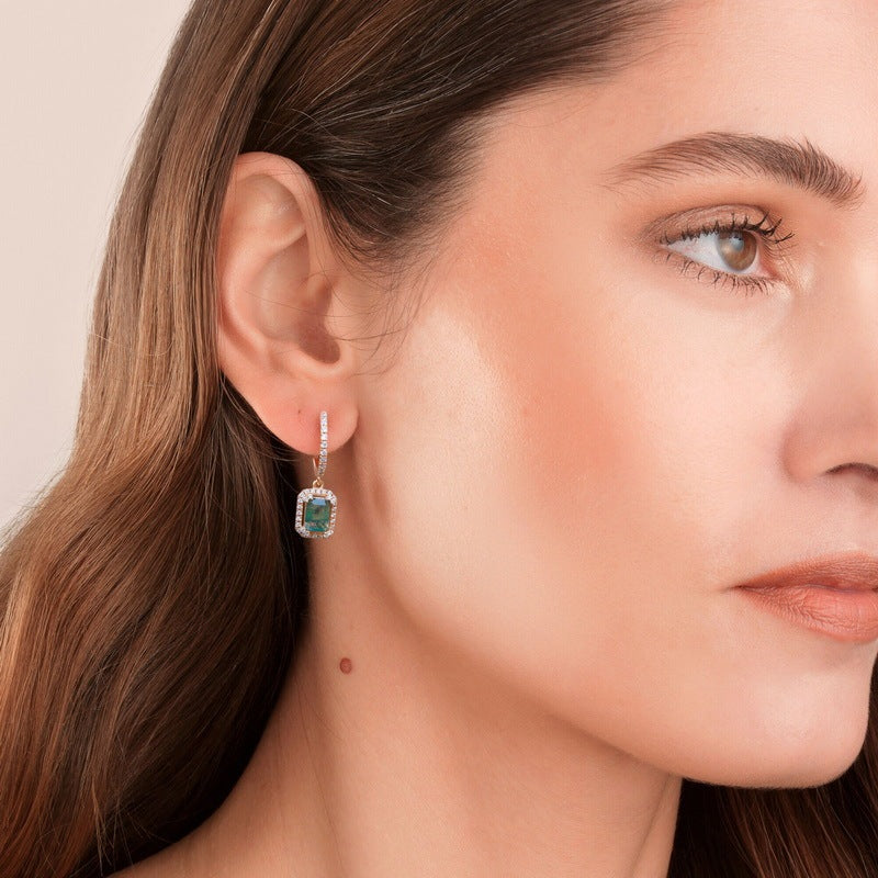 Green Moss Agate Earrings Dangle Drop 925 Silver Gift for Her