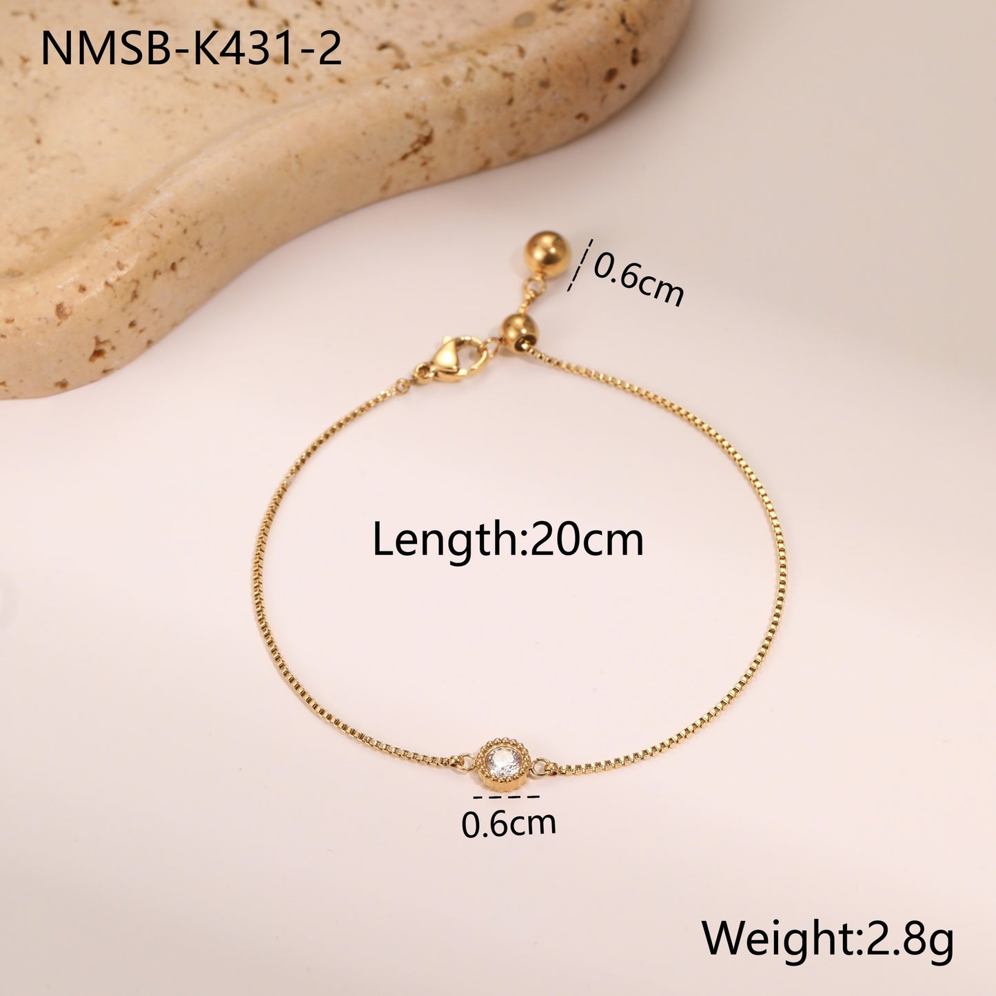 Love Zircon Bracelet 18k Gold Plated Stainless Steel