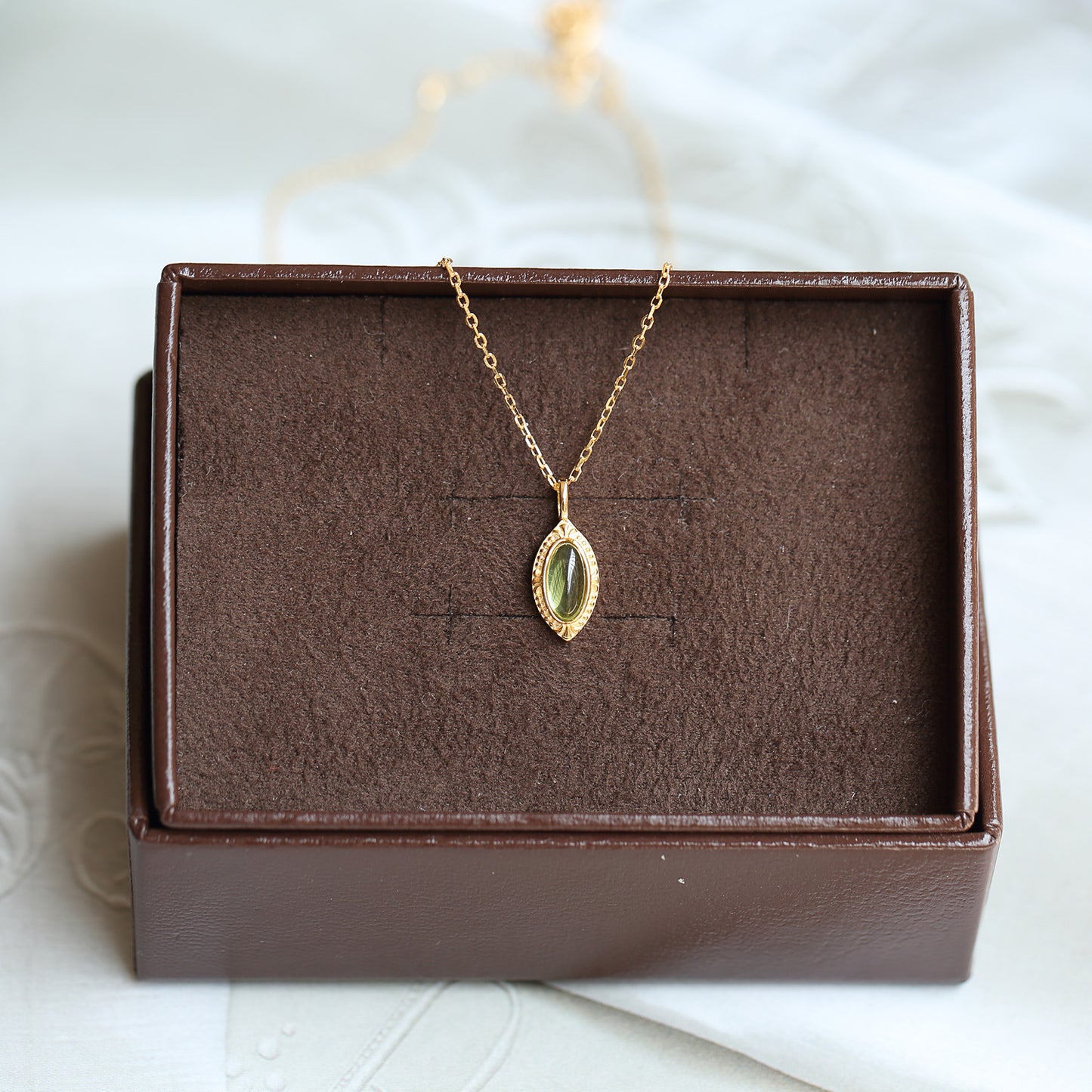 Green Natural Oval Peridot Pendant Necklace August Birthstone Jewelry · Gift For Wife Necklace