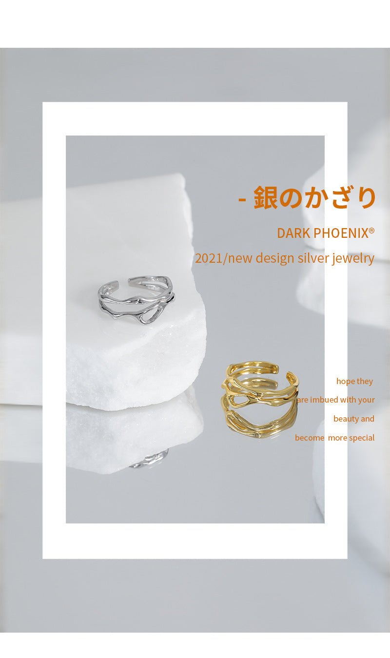 925 Sterling Silver Chunky Wave Statement Ring - Boho Style Jewelry for Her