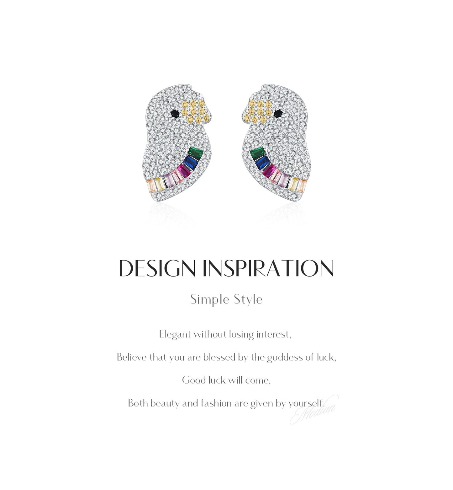 925 Sterling Silver Pamine Color Scheme Parrot Zodiac Stud Earrings