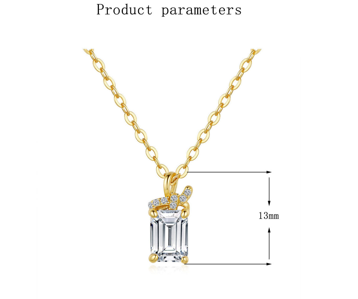 Moissanite Emerald Cut Necklace Minimalist Zircon Bridesmaid Wedding Jewelry