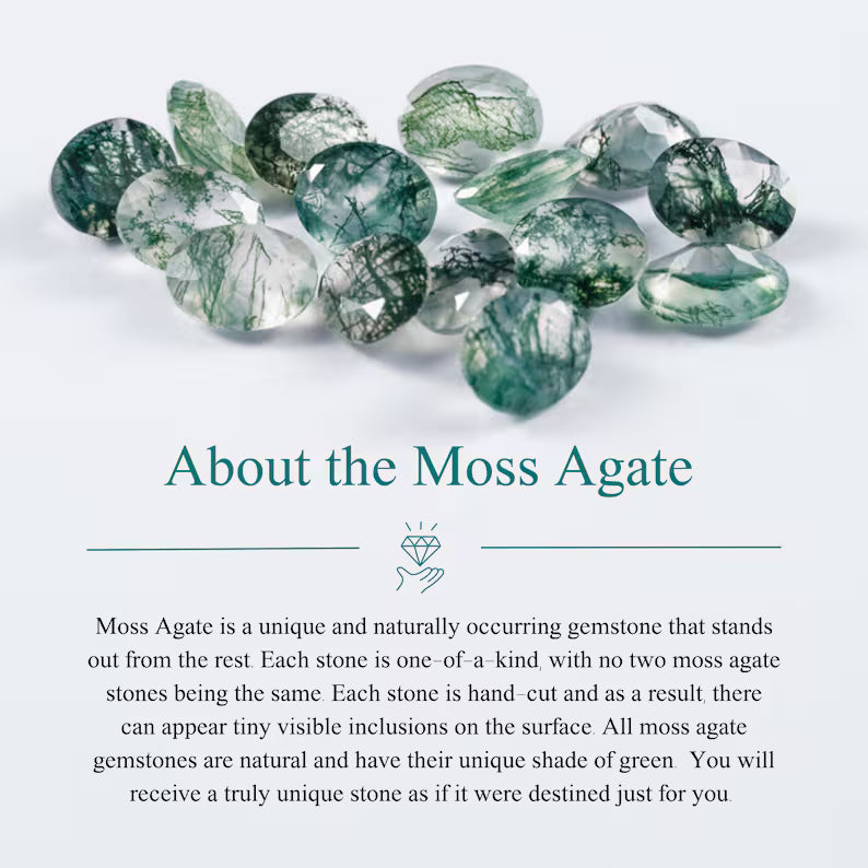 Pear Shaped Moss Agate Pendant, Olive Branch Necklace in 925 Sterling Silver