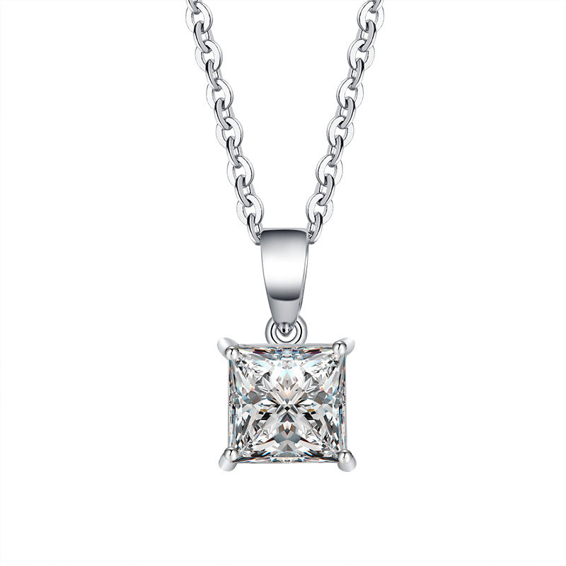 Princess Cut Moissanite Solitaire Wedding Pendant, Square Moissanite Pendant Necklace, Solitaire Diamond Pendant Gift, Perfect Gift for Wife