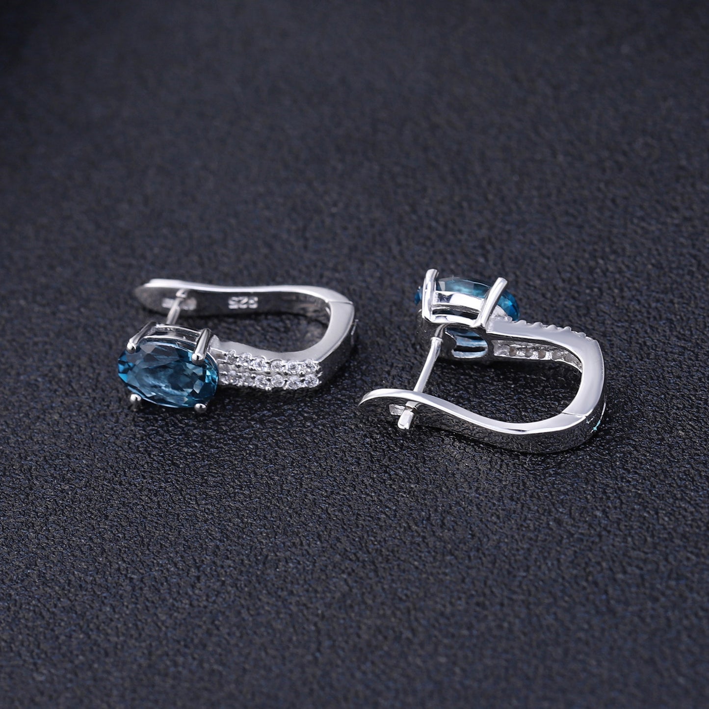Natural Topaz Huggie Hoop Earrings 925 Sterling Silver Colored Gemstone Earrings Gift