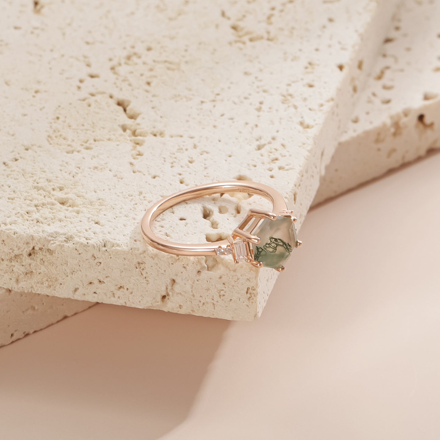Natural Moss Agate Ring 925 Sterling Silver Engagement Ring Wedding Gift Anniversary Gift