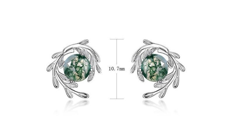 Green Moss Agate Earrings 925 Silver