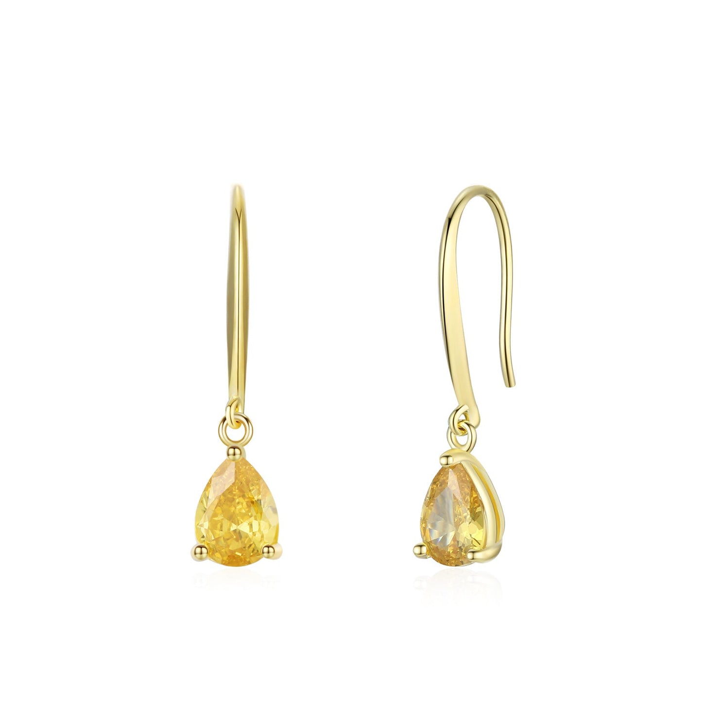 CZ Droplet Drop Earrings in Sterling Silver, Silver or Gold, Pear Shape 5x7mm Cubic Zirconia Hook Earrings