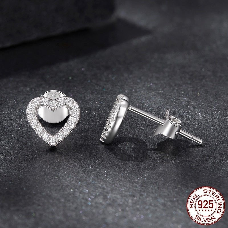 Heart Moissanite Earrings 925 Sterling Silver Platinum-plated Stud