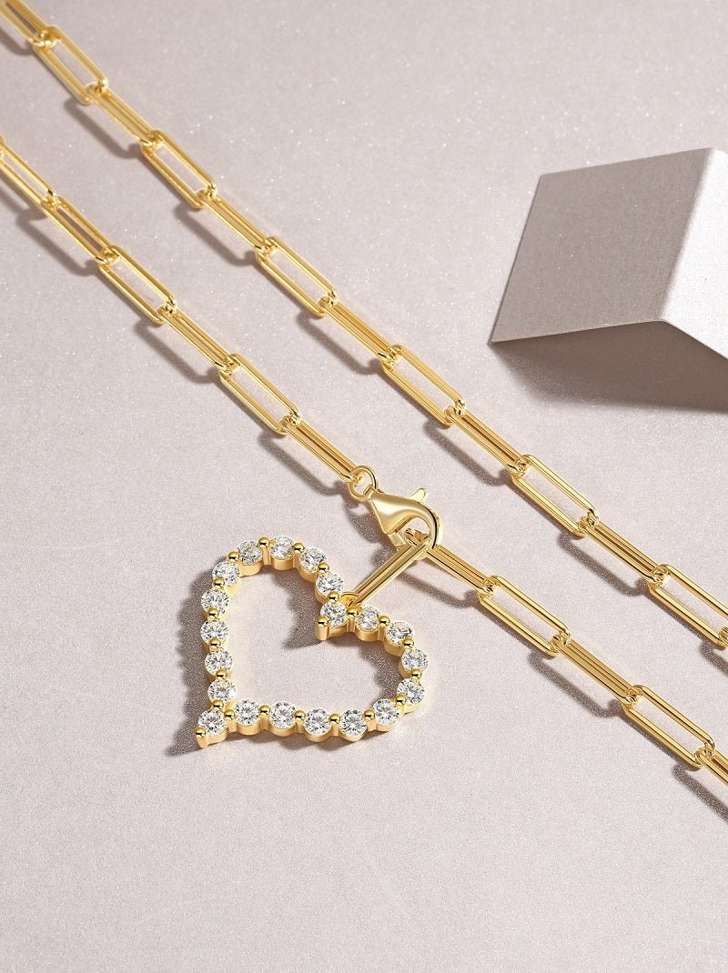 Heart's Wish Moissanite Pendant Necklace 925 Sterling Silver 18k Gold-plated