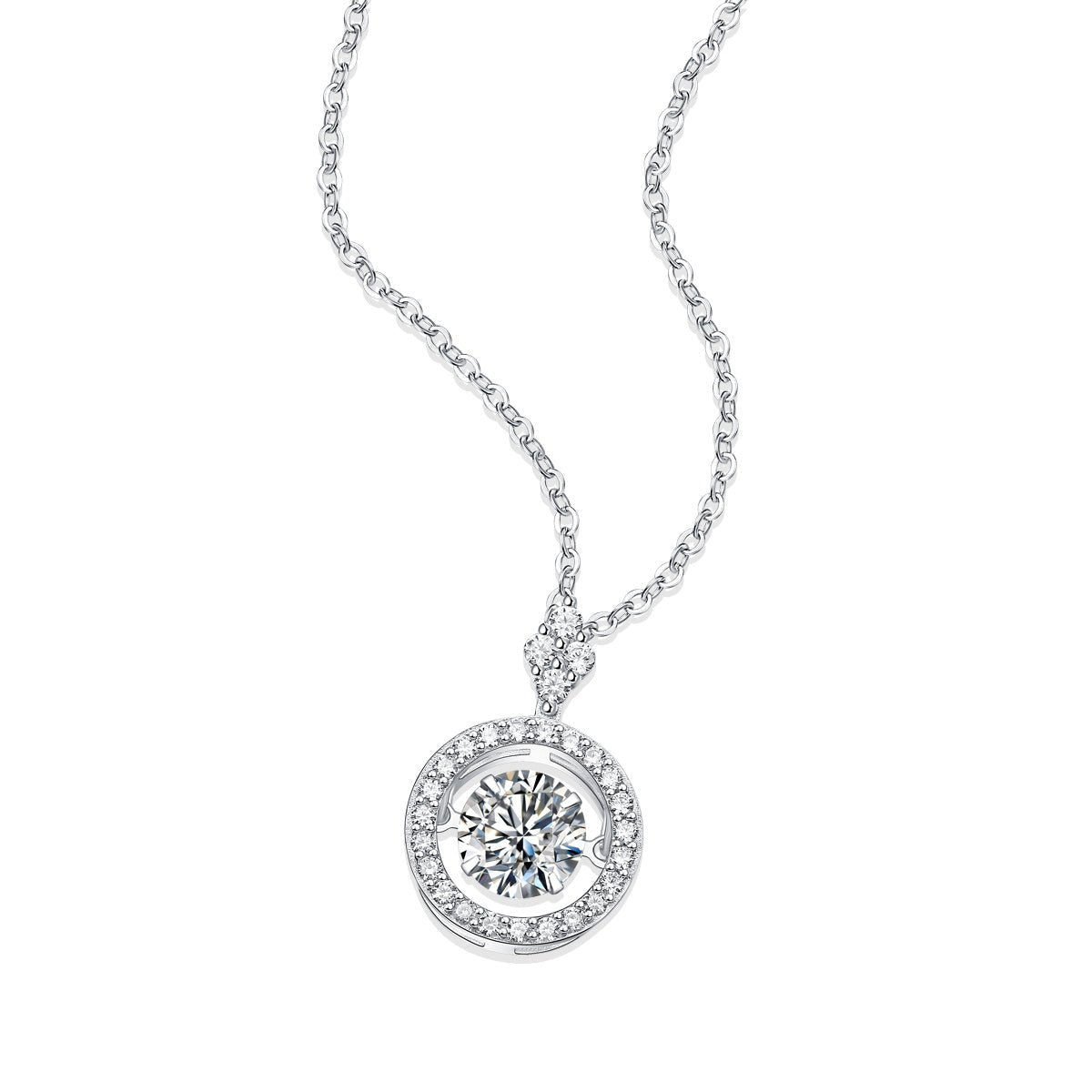 Hollow Rotating Moissanite Pendant Necklace Sterling Silver Gift for Her