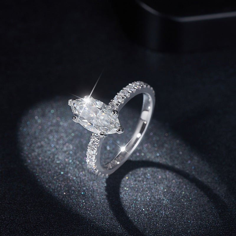 Marquise Moissanite Engagement Ring 2CT Gold Plated 925 Sterling Silver