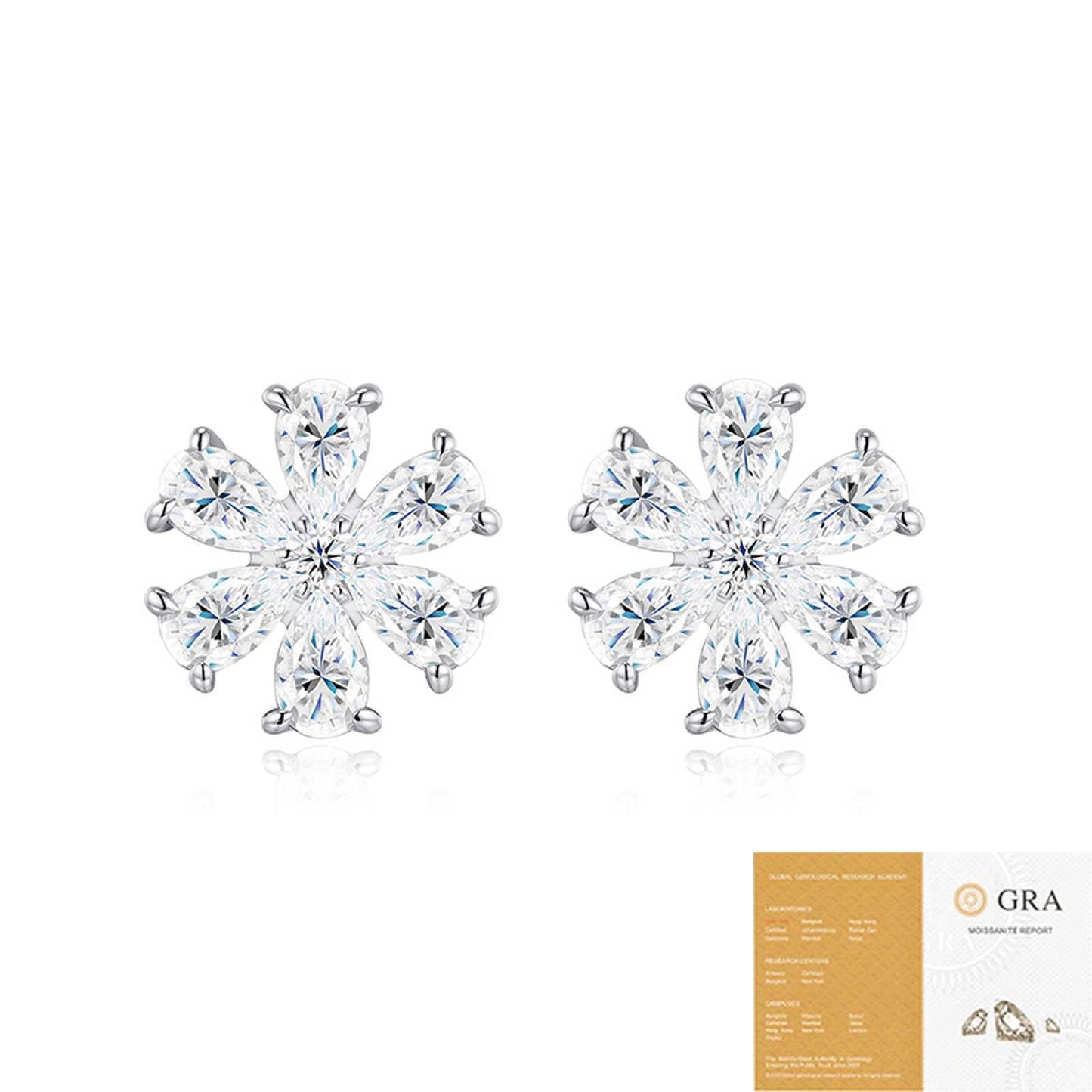 Moissanite Snowflake Earrings 925 Sterling Silver Studs