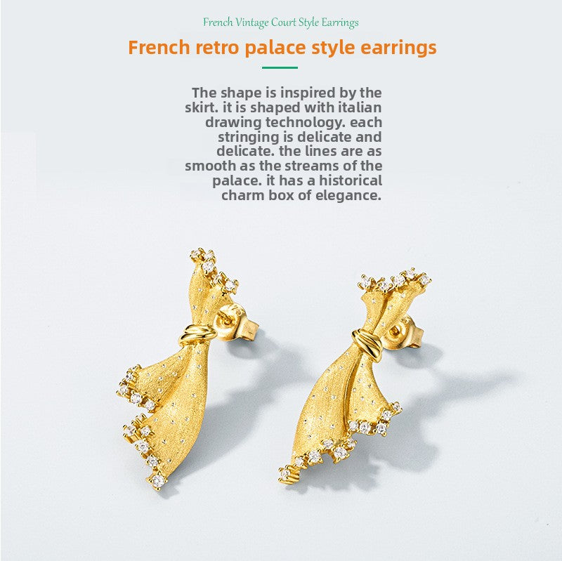 Italian Brushed Craft Skirt Earrings 925 Sterling Silver Gift for Her