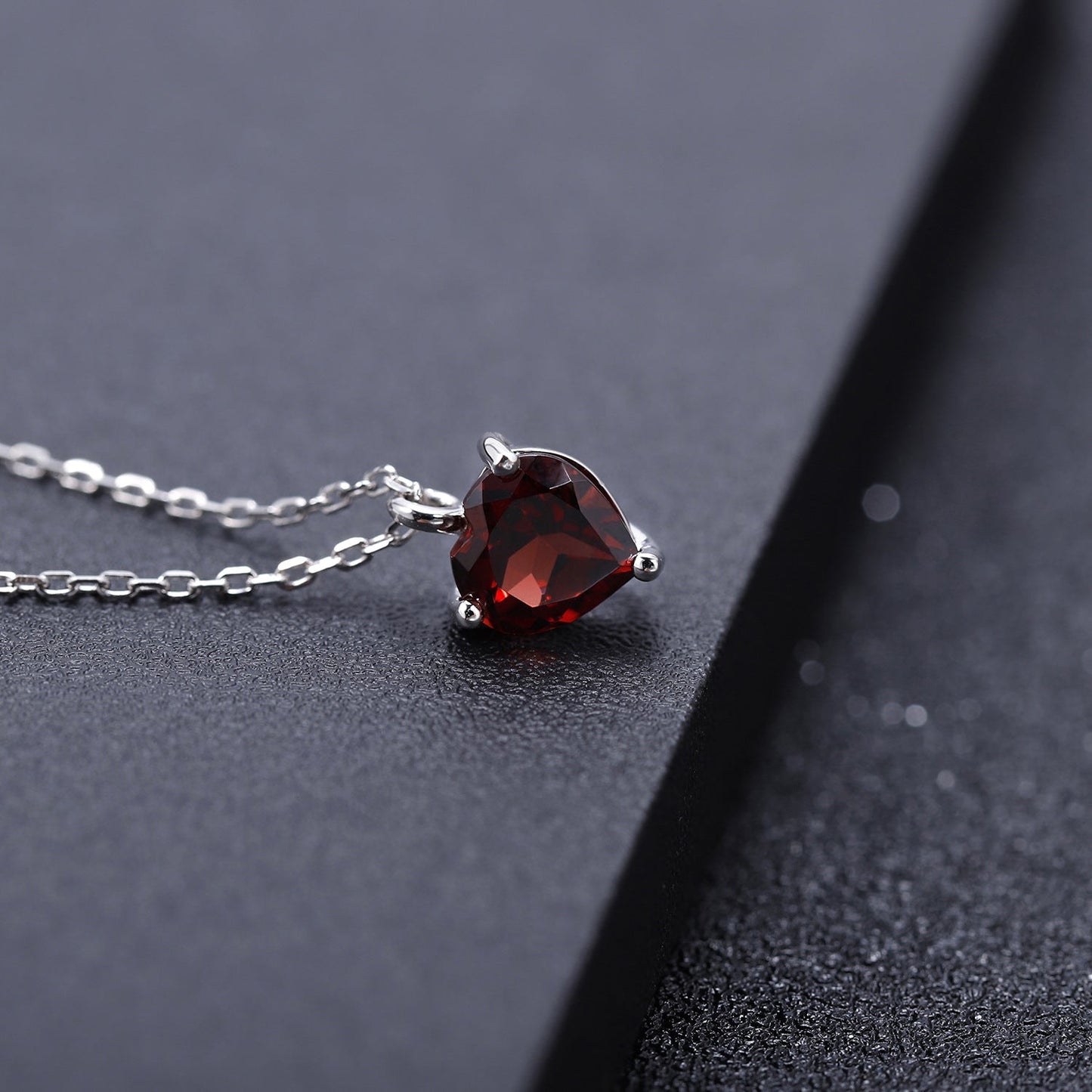 Natural Red Garnet Heart Pendant January Birthstone