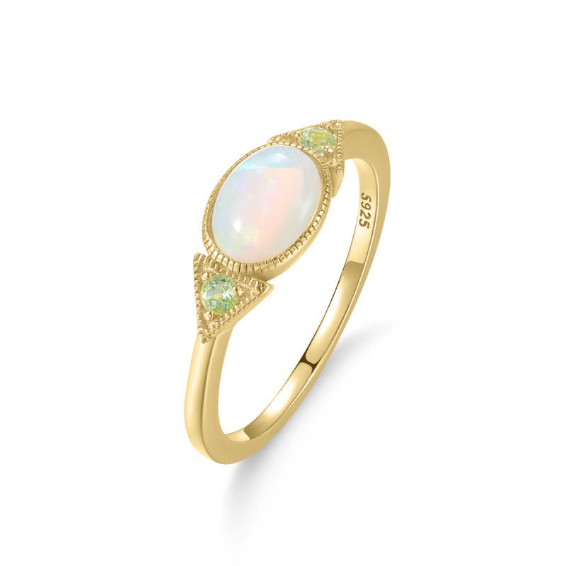 0.9 Carat Opal Natural Moonstone Ring 925 Sterling Silver Gold Wedding Anniversary Birthday Christmas Gift