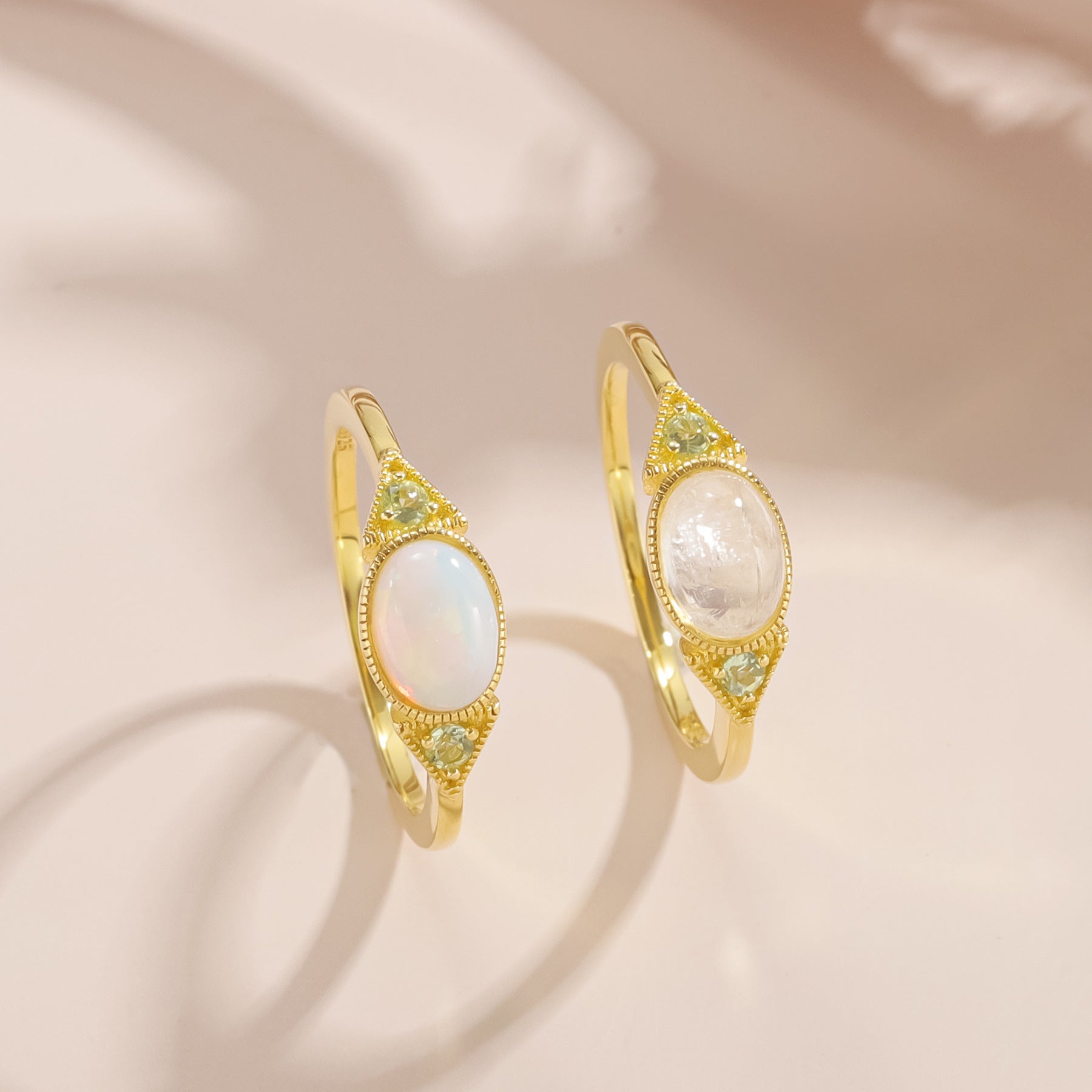 0.9 Carat Opal Natural Moonstone Ring 925 Sterling Silver Gold Wedding Anniversary Birthday Christmas Gift