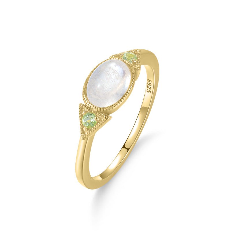0.9 Carat Opal Natural Moonstone Ring 925 Sterling Silver Gold Wedding Anniversary Birthday Christmas Gift