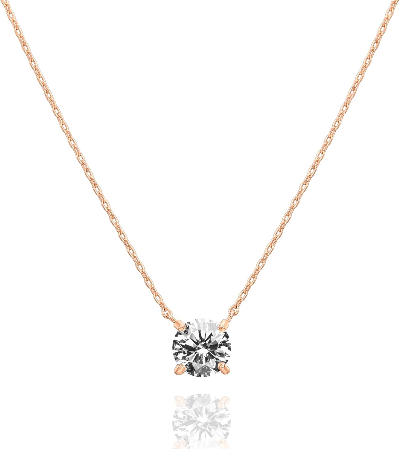 Crystal Solitaire Cubic Zirconia Dainty Choker Necklace