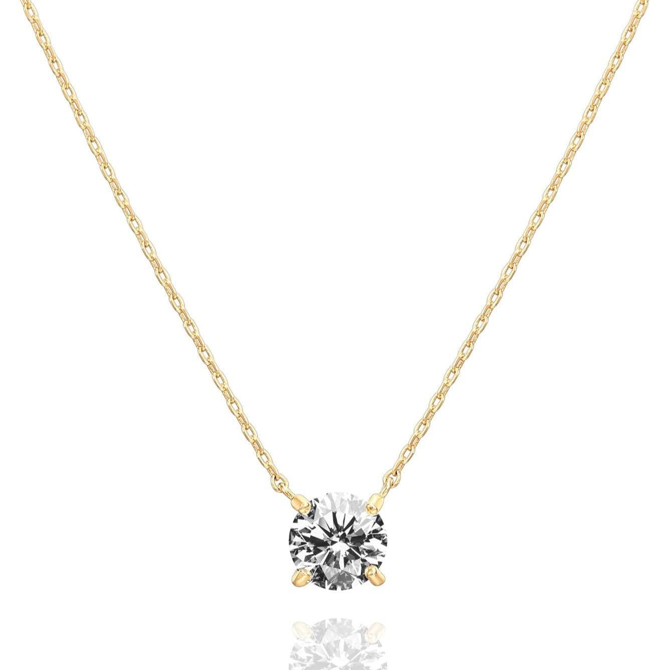 Crystal Solitaire Cubic Zirconia Dainty Choker Necklace