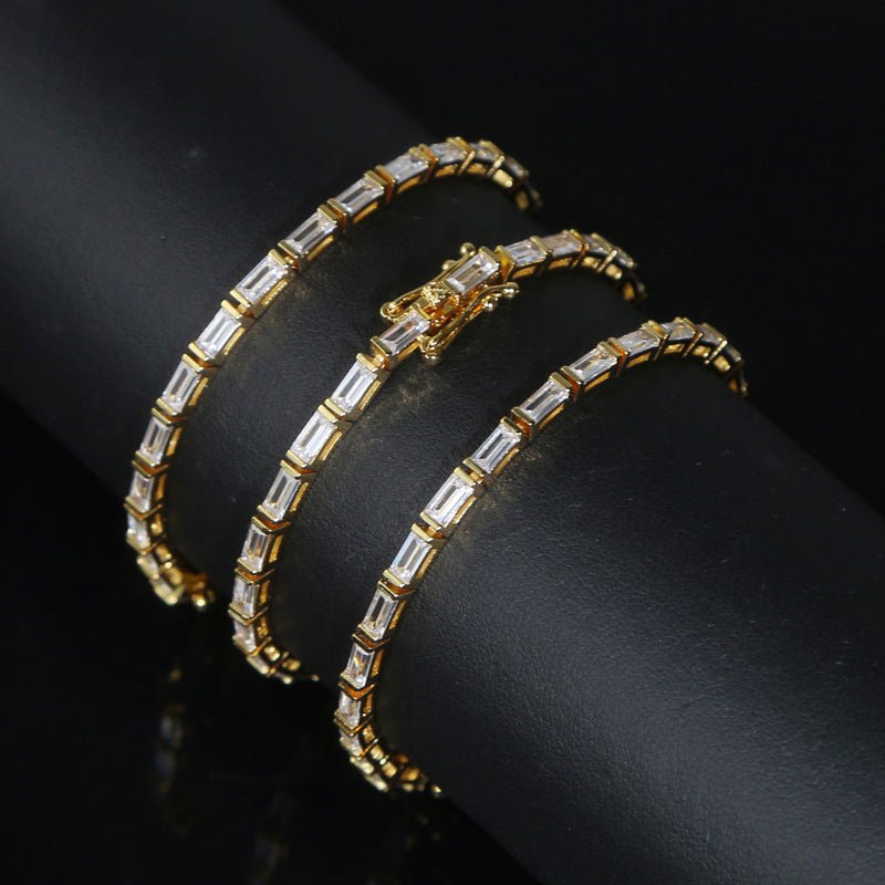 Emerald Cut Tennis Bracelet, 14K Gold Plated Cubic Zirconia Simulated Diamond Classic Jewelry