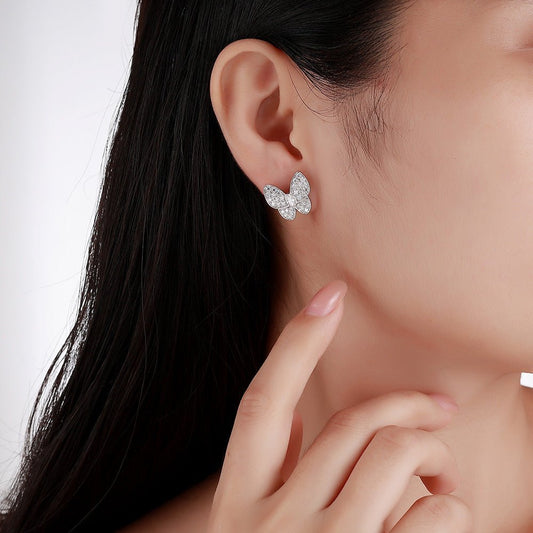 1.5ct Butterfly Moissanite Studs | 925 Silver Plated 18K Gold Moissanite Earrings for Women