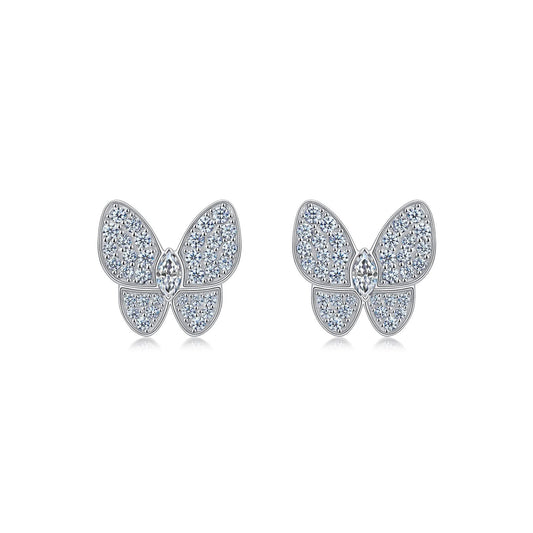 1.5ct Butterfly Moissanite Studs | 925 Silver Plated 18K Gold Moissanite Earrings for Women