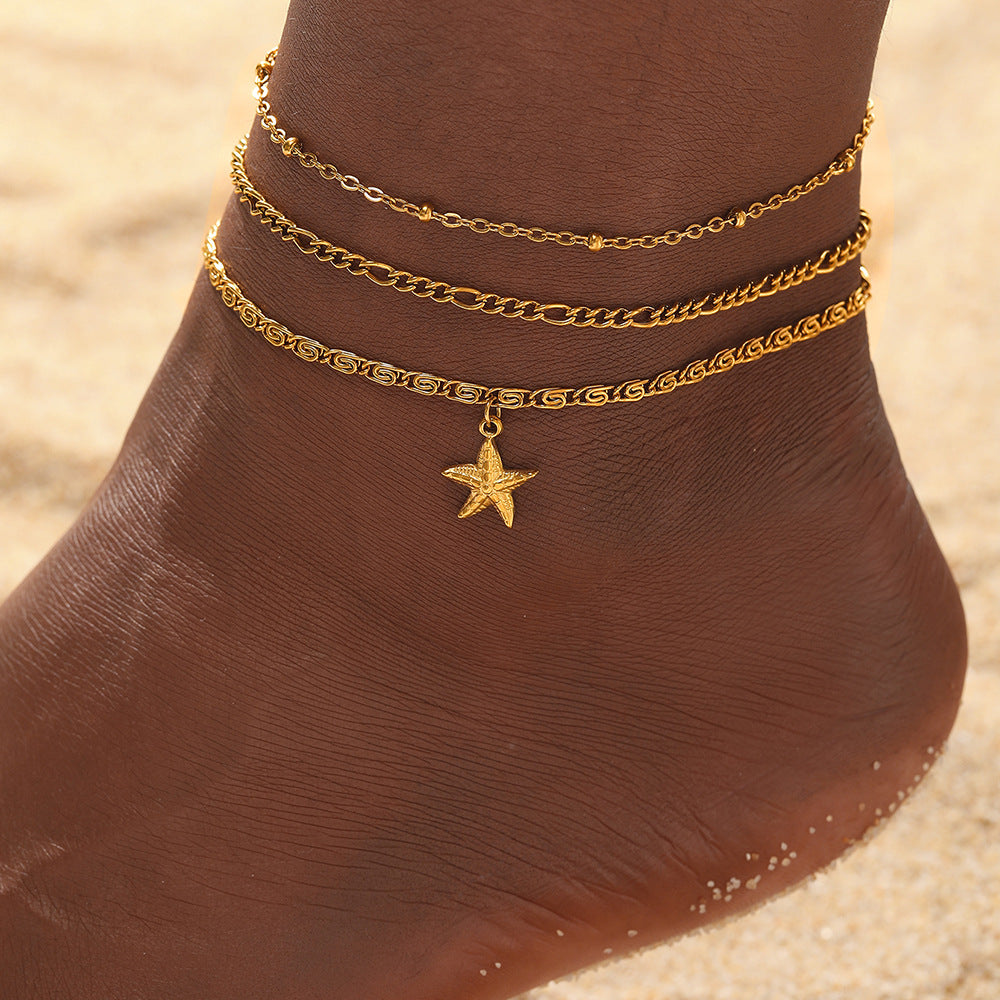 Women's Fashion Casual Starfish Golden Chain Anklet