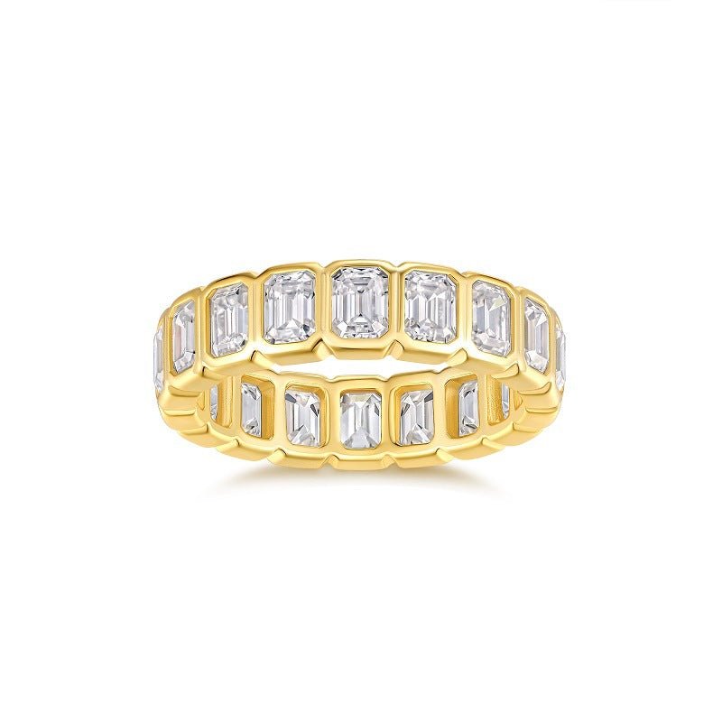 18k Gold Filled Chunky Moissanite Eternity Band Ring Gift for Her