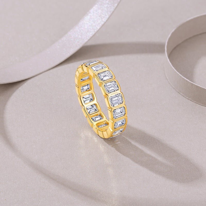 18k Gold Filled Chunky Moissanite Eternity Band Ring Gift for Her