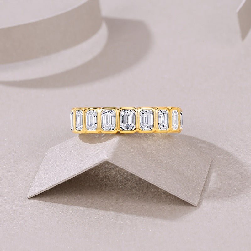 18k Gold Filled Chunky Moissanite Eternity Band Ring Gift for Her