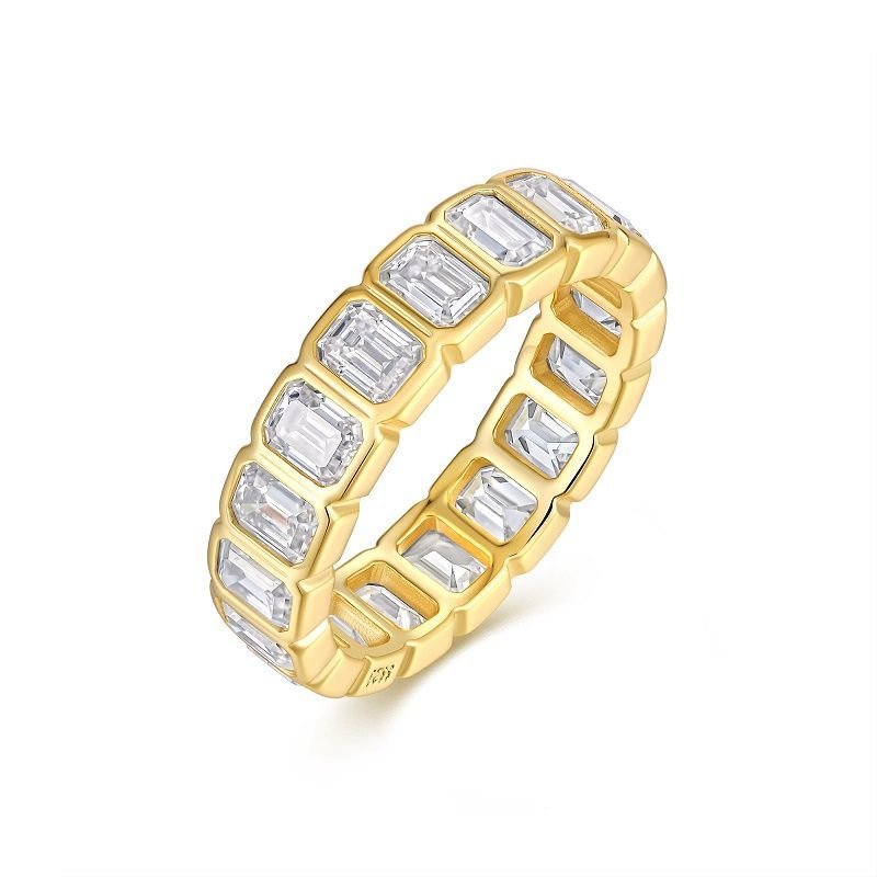 18k Gold Filled Chunky Moissanite Eternity Band Ring Gift for Her