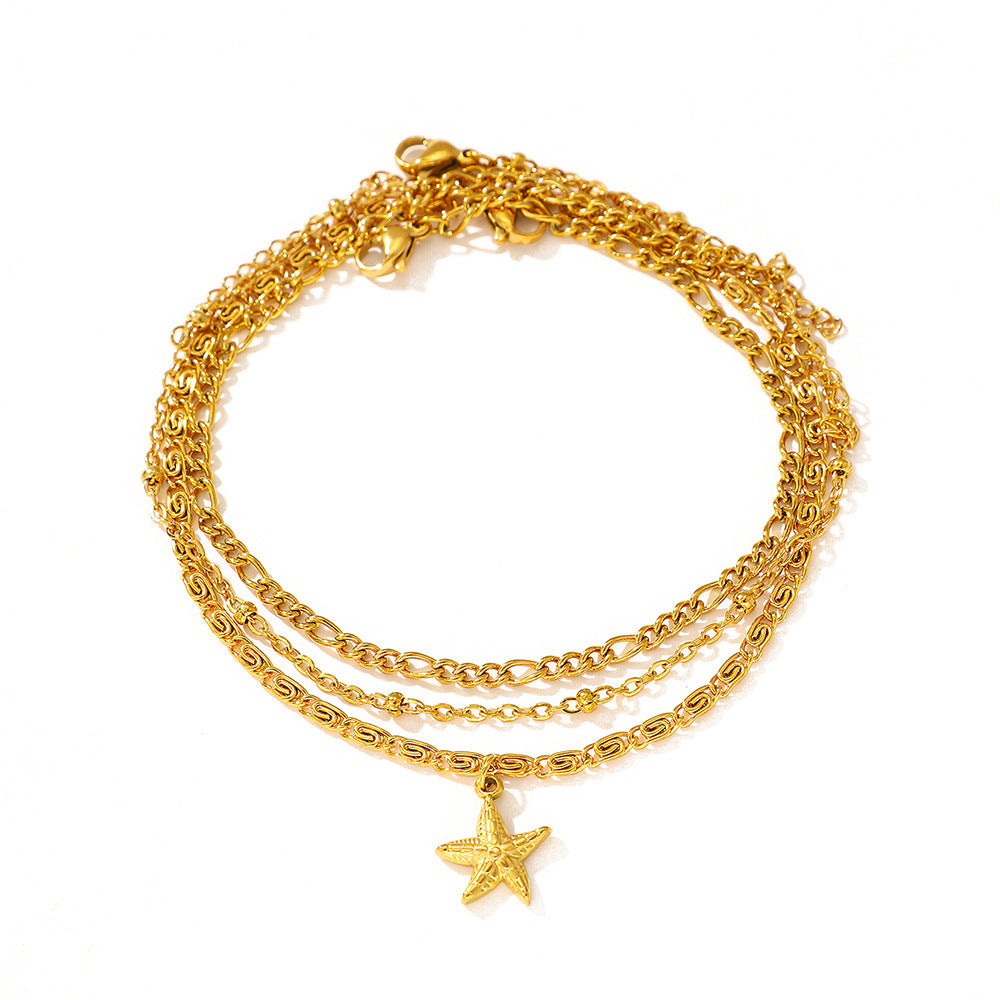 Women's Fashion Casual Starfish Golden Chain Anklet