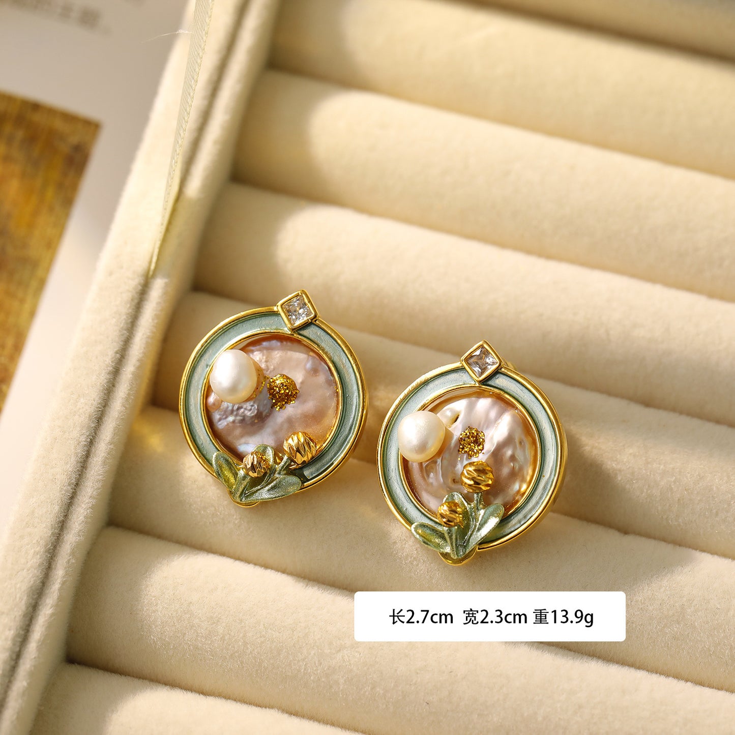 Oil Painting Style Earrings, Pearl Earrings For Women