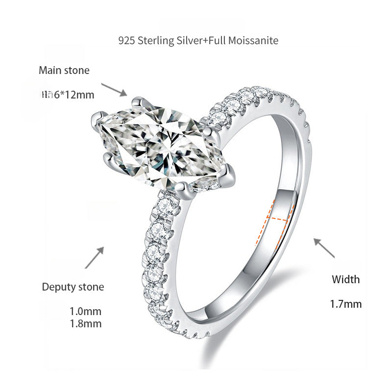 2.0 CT Marquise Cut Moissanite Engagement Ring Stackable Ring Bridal Ring  Wedding Ring For Her