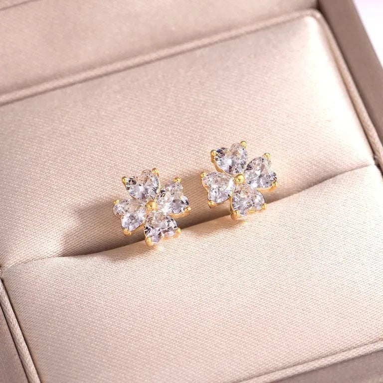 2.4ct Heart Moissanite Stud Earrings 925 Silver Plated 18k Gold