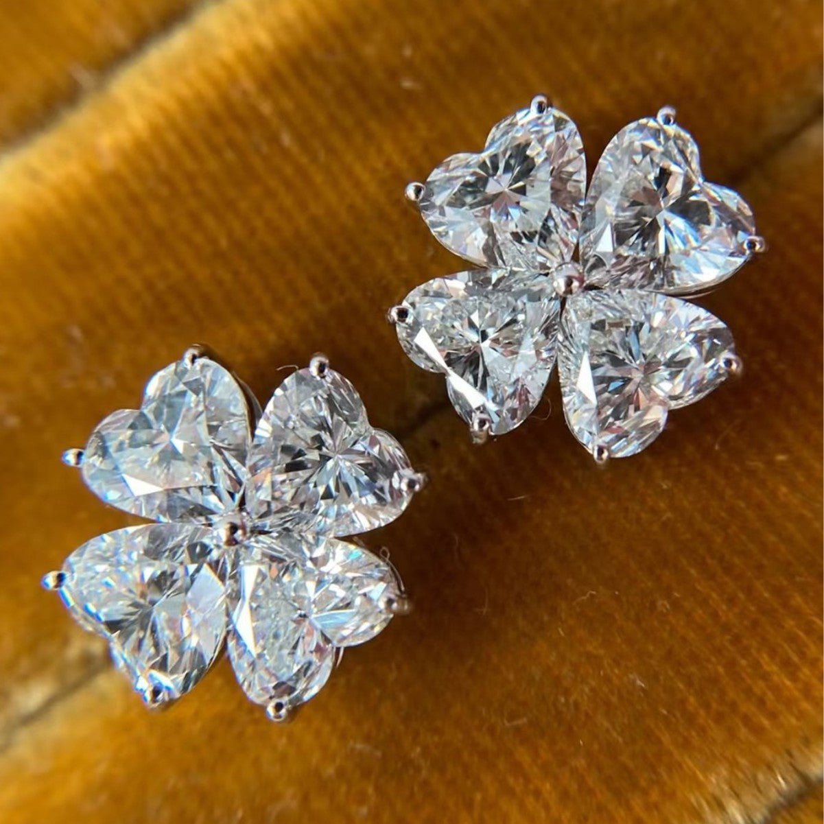 2.4ct Heart Moissanite Stud Earrings 925 Silver Plated 18k Gold