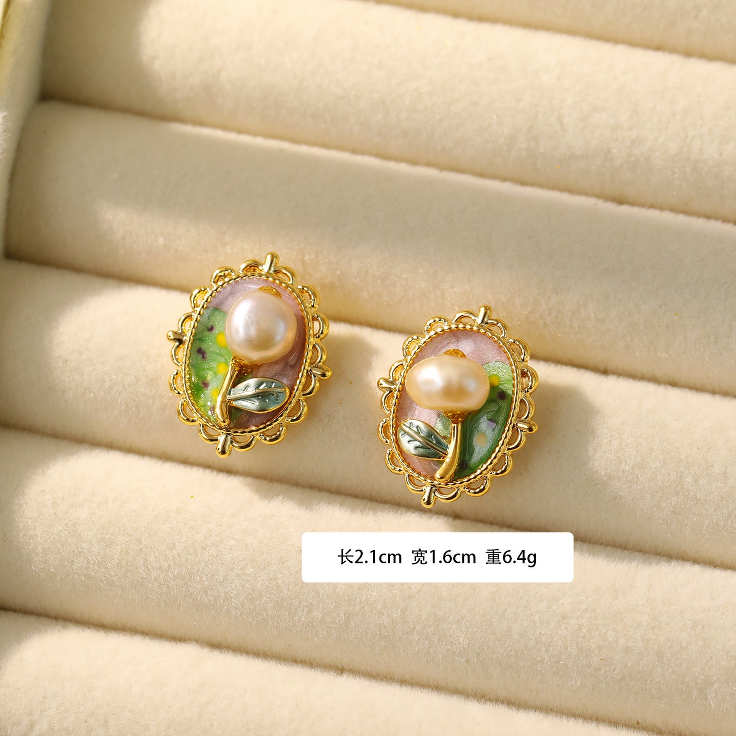 Oil Painting Style Earrings, Pearl Earrings For Women