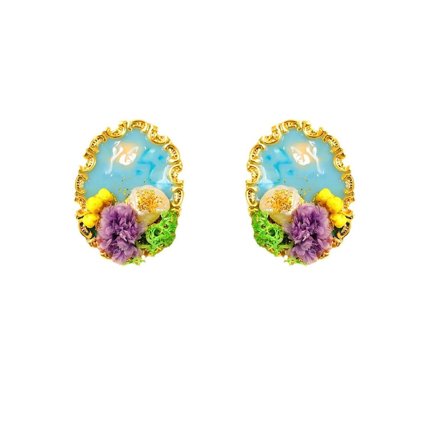 Oil Painting Style Earrings, Pearl Earrings For Women