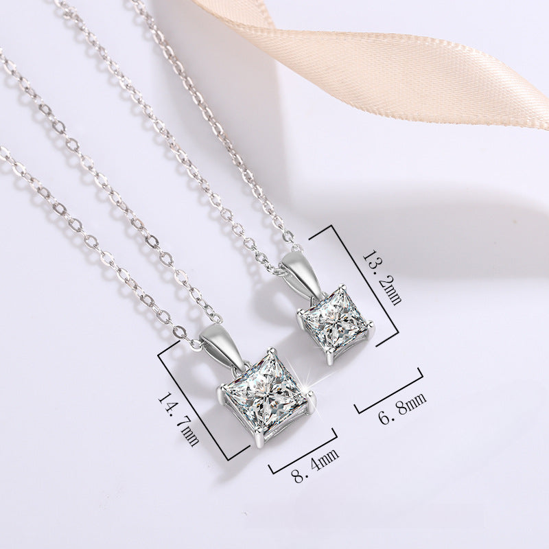 Princess Cut Moissanite Solitaire Wedding Pendant, Square Moissanite Pendant Necklace, Solitaire Diamond Pendant Gift, Perfect Gift for Wife