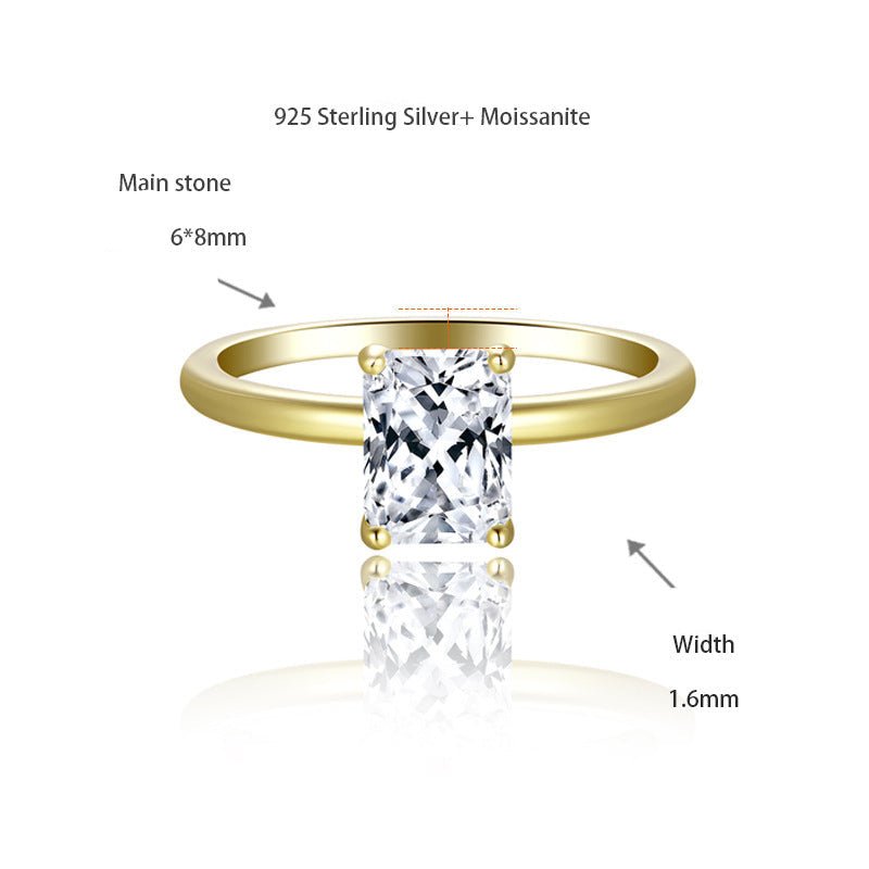 2Ct Emerald Cut Moissanite & Clover Stackable Ring Set in 18K White Gold Plated