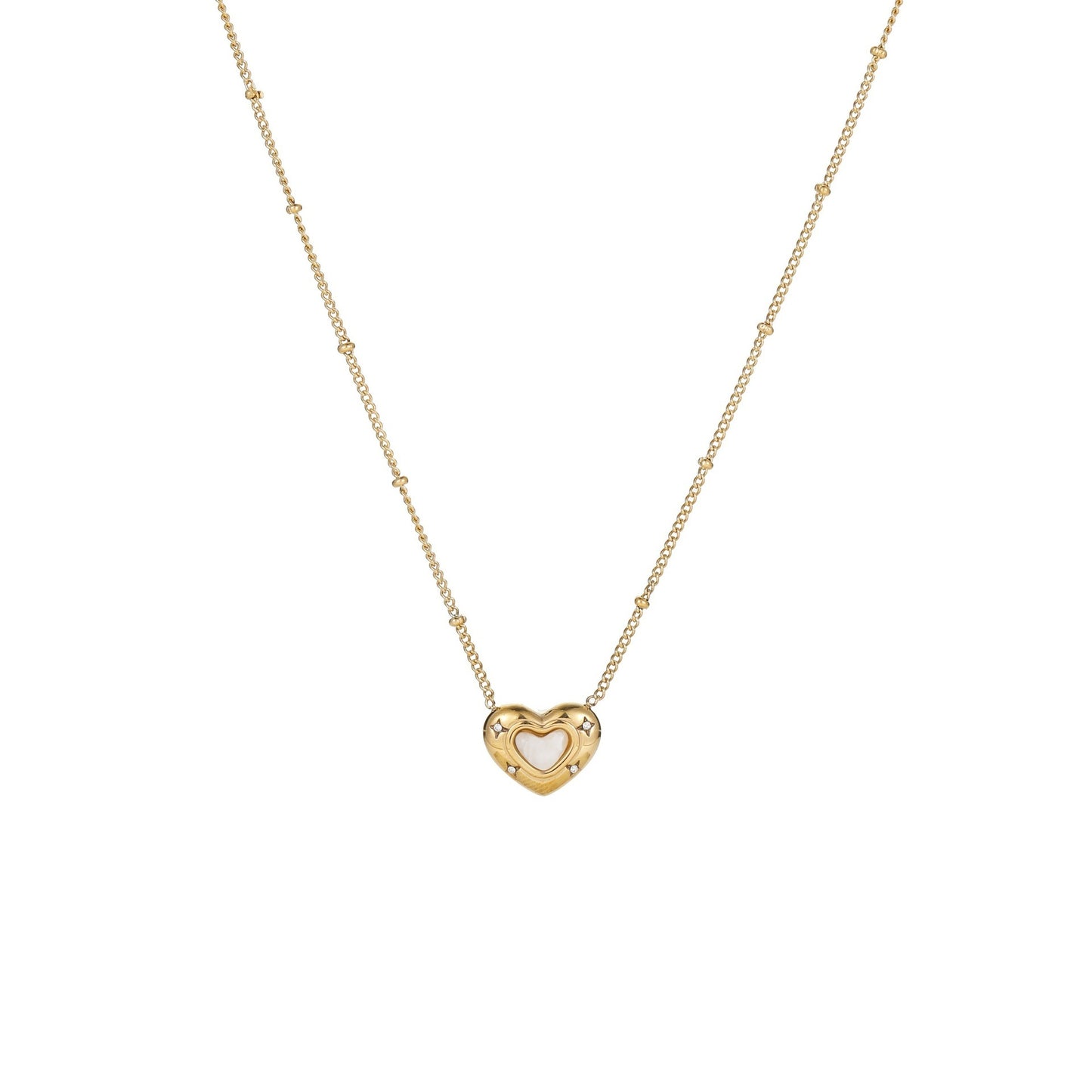 Love Heart-shaped Natural Stone Pendant Titanium Steel Necklace