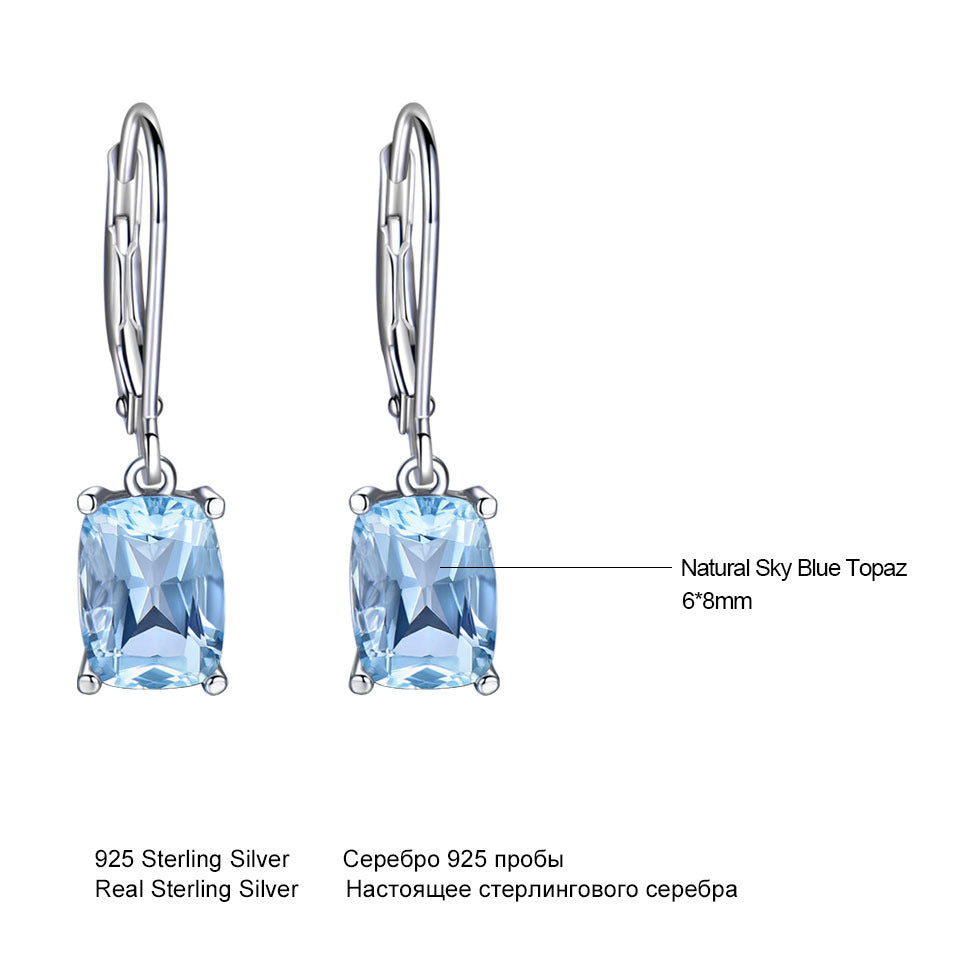 Emerald Cut Topaz Dangle Earrings in 925 Sterling Silver