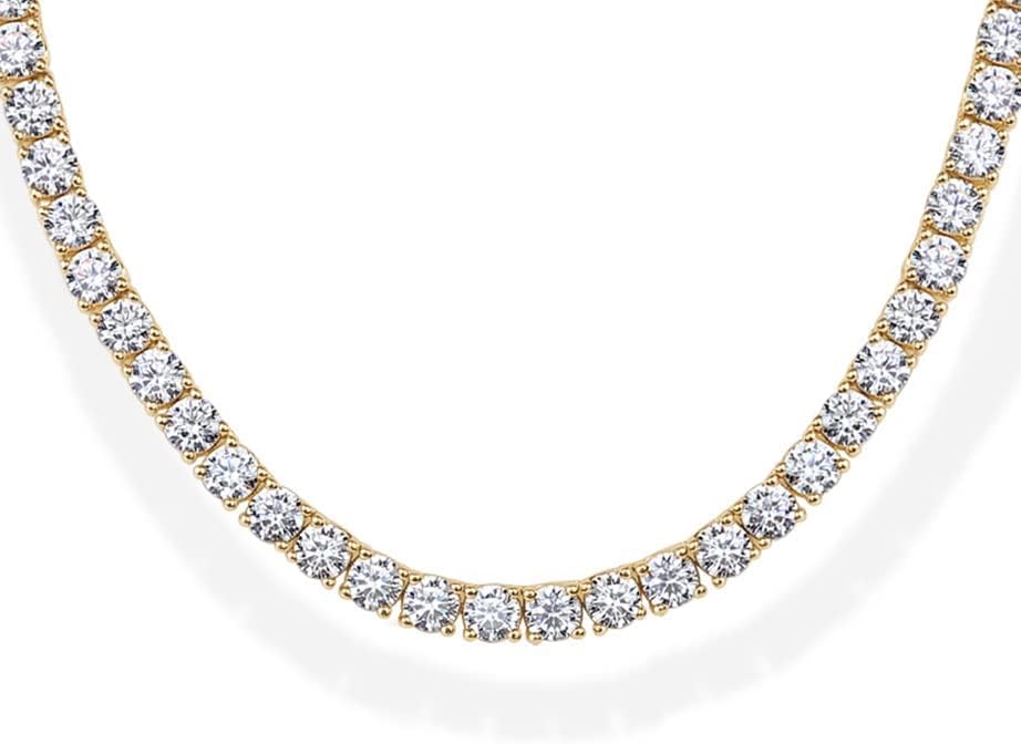 3mm Simulated Diamond Tennis Necklace for Women | Tennis Chain | Chunky Long Gold Necklace