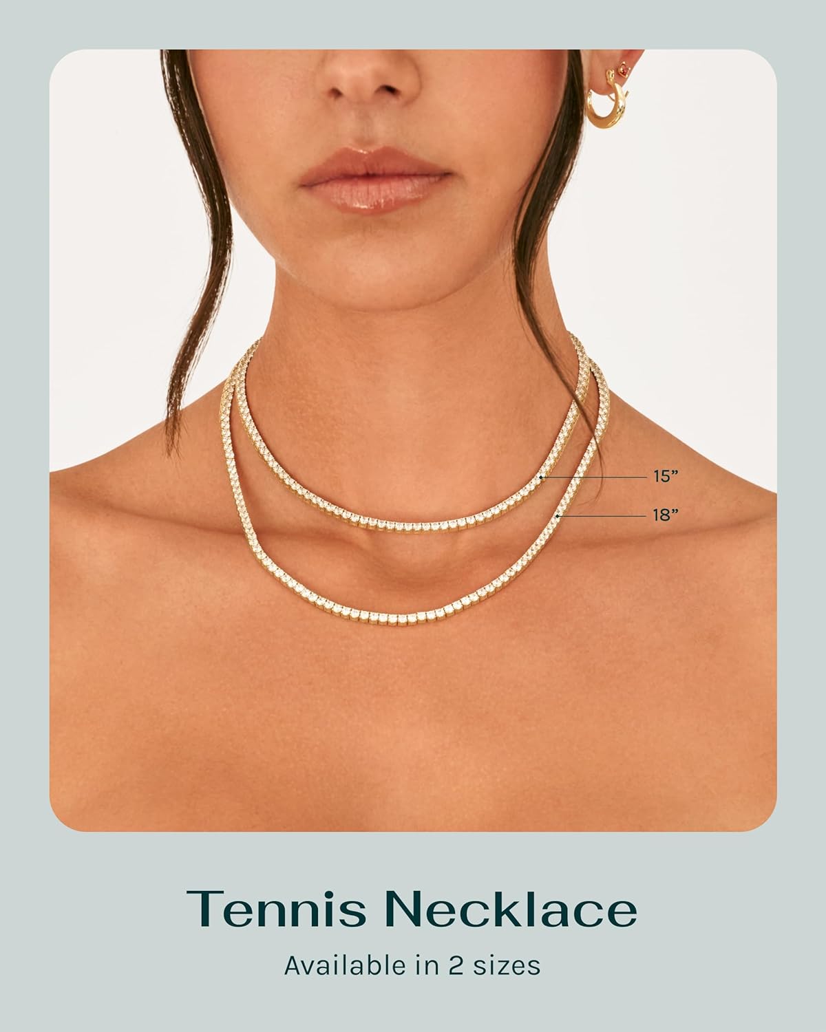 3mm Simulated Diamond Tennis Necklace for Women | Tennis Chain | Chunky Long Gold Necklace