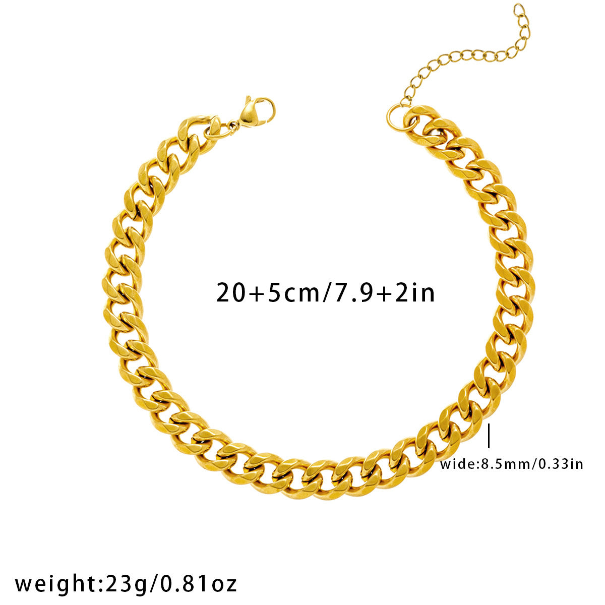 Titanium Steel Grinding Six-sided Chain Anklet Simple Punk