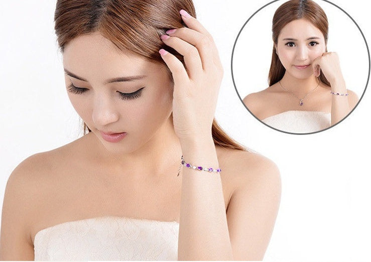 Oval Amethyst 925 Silver Bracelet