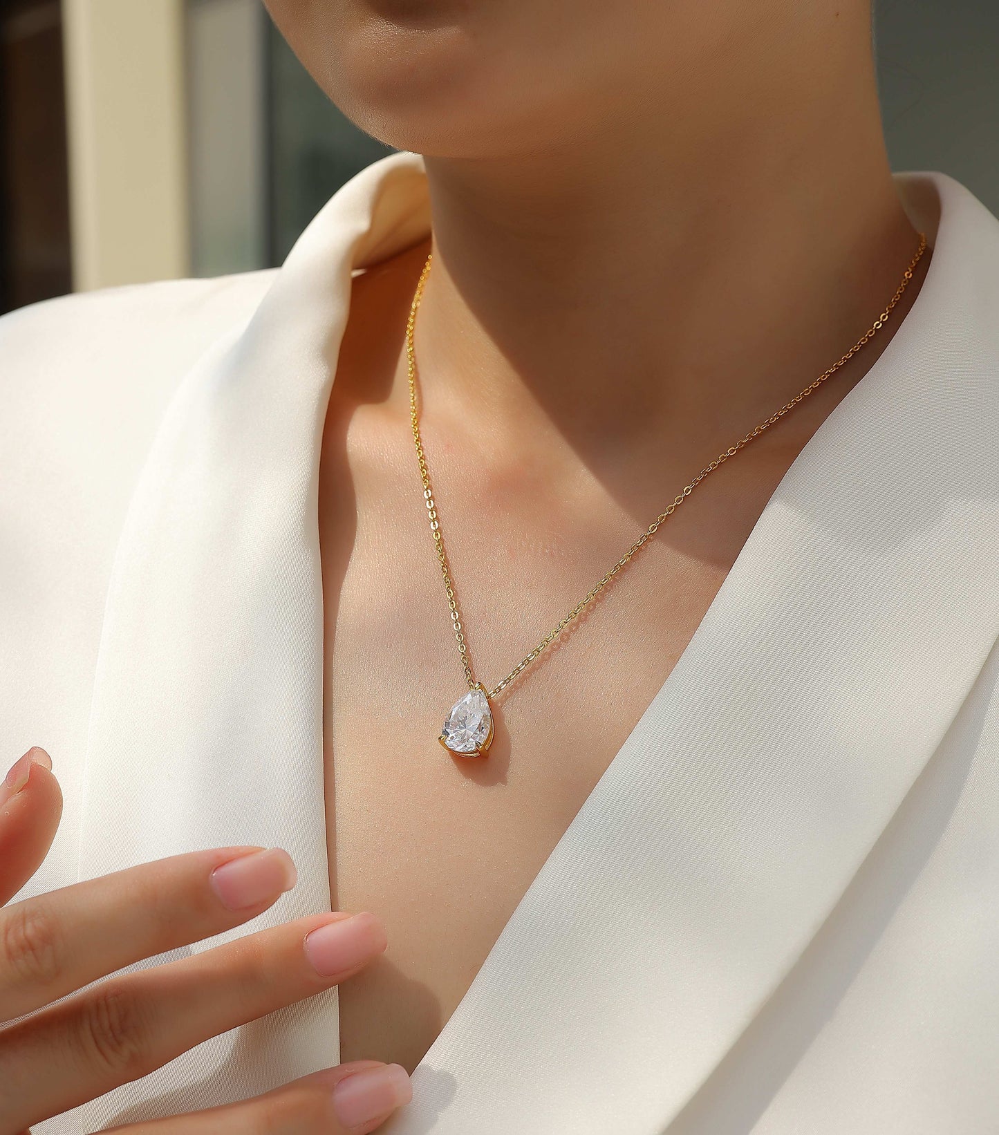 Pear Cut Solitaire Moissanite Pendant Necklace|925 Sterling Silver Necklace |Bridesmaid Pendant Gift for Her