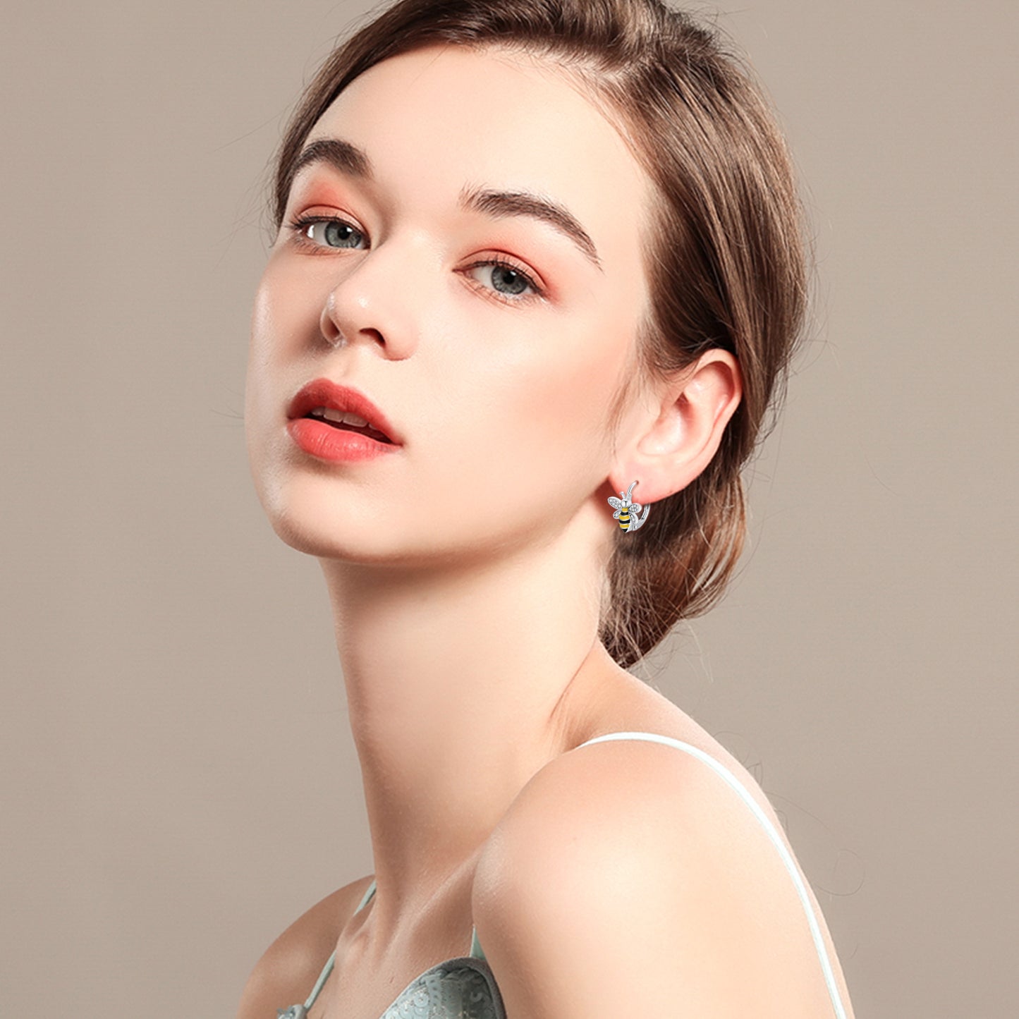 Bee Earrings 925 Sterling Silver Bumble Honey Huggie Hoop  Gifts for Her